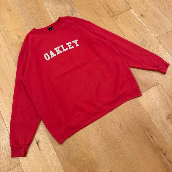 Vintage Oakley Spellout Logo Red Crewneck Sweatshirt Men’s Size XL - Picture 1 of 8